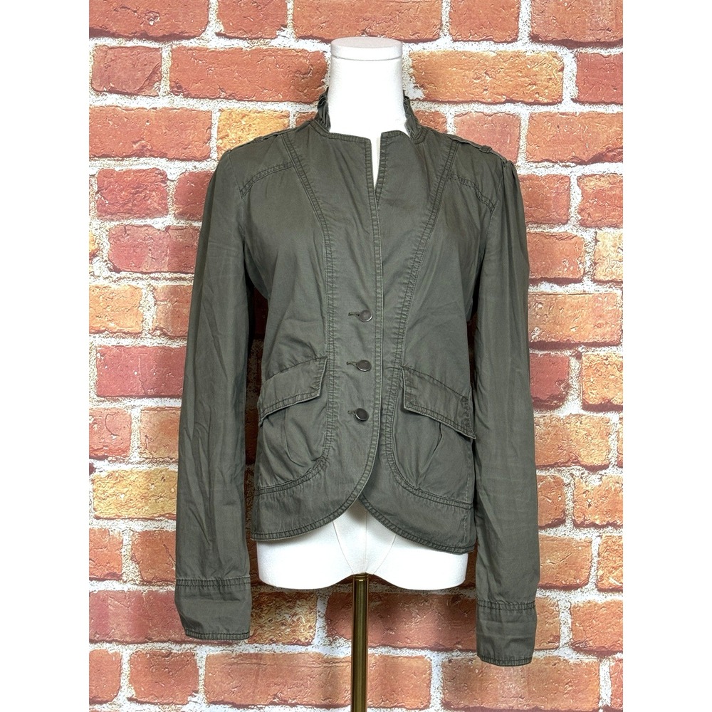 Sanctuary Surplus Olive Green 3 Button Jacket Size Small Pockets 100% Cotton‎